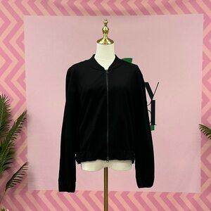 Vince Black Zip-Front Women's Bomber Jacket